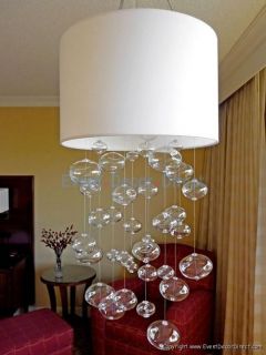 Glass Globe Chandelier with White Shade Wedding and Party Event Decor