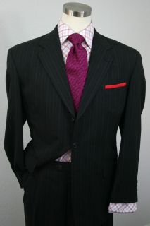 Gerald Austin London Charcoal Grey Pinstripe Suit Sz 42R