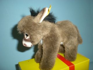 Steiff Brown Donkey with Ear Tag and Button
