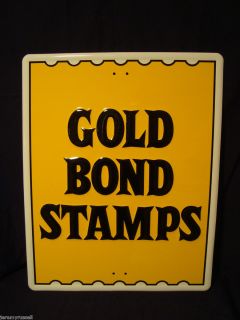 Large Vintage Gold Bond Stamps Raised Metal Sign 23 5 x 29 5 New Old