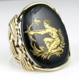 Saggitarius Zodiac Sign Limoge Cameo Ring 14k Rolled Gold The Centaur