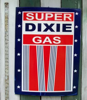 Vintage Super Dixie Gas Heavy Steel Rectangular Advertising Sign 18 x