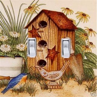 Rustic Star Birdhouse Double Switch Plate Cover