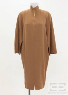 Gianfranco Ferre Tan Wool Zip Pull Over Dress Size 40