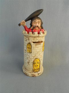 CAST IRON GIANT IN THE TOWER CASTLE MECHANICAL COIN MONEY BANK 1892