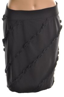 Marc Jacobs New Gayle Black Modal Blend Ruffled Elastic A Line Skirt L