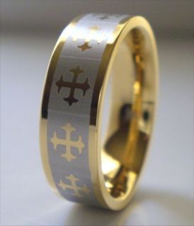 Gold Stainless Steel Cross Ring Crucifix Band Size 6 5 New Mens Womens