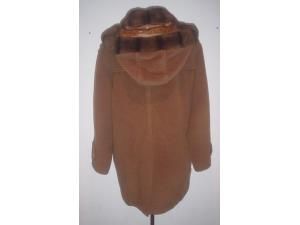 Giuliana Teso Brown Virgin Wool Faux Fur Trim Coat 42 8