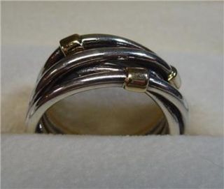 Pandora Sterling Silver and 14kt Gold Rope Design Ring