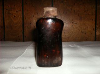 Old Vintage Brown Glass Bottle with Rusty Lid Made in USA