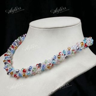 Multicolor Crystal Glass Bead Necklace Bracelet One Set