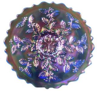 Fenton Holly Plate in Cobalt Carnival Glass