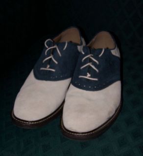 Mens 11 M Bass Beige Navy Suede Gosselin Shoes Bucs Saddle Used