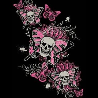 Gothic T Shirt Butterfly Skulls Girly Goth s M L XL