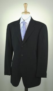 GIORGIO ARMANI Black Label Recent Solid Black Wool Crepe Handmade Suit