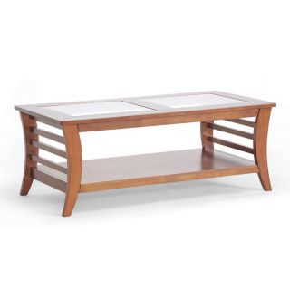  Brown Wood Modern Coffee Table with Glass Inlay CHW35898 30
