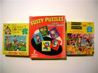 Lot of 3 Vintage Jigsaw Puzzles from The 40s and 50s Disney and Ben