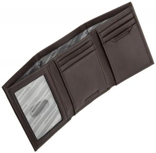 Geoffrey Beene $39 Men Brown Leather Trifold Credit Card Wallet 0091