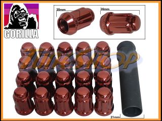 20 Gorilla Spline Tuner Lock Lug Nut 12x1 5 1 5 Acorn Wheels Rims Red