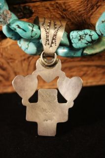 New markdown Rocki Gorman Turquoise Hearts Cross Pendant w Custom Turq