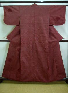 T215F Vintage Japanese Kimono Houmongi Granberry R