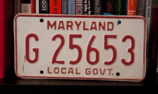 Maryland License Plate Local Government Undated