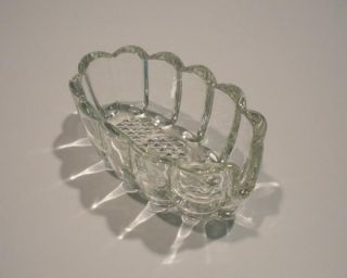 Vintage Crystal Glass Spoon Rest Silverware Holder