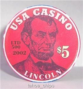 Lincoln Grant Washington 7 USA Casino Chips Hamilton Jackson Franklin