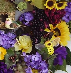  ,Tuscan, Halloween,Thanksgiving, Fruit,Grapes,Bee Flower Door Wreath