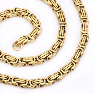 5mm Mens Boys Gold Byzantine Box 316L Stainless Steel Necklace Chain