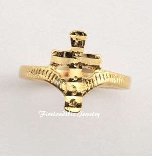Cross Ring Chrisitan Religious Gold Layered Choose Size
