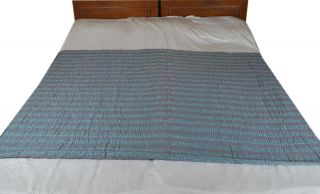 Gray Riversible Kantha Pure Cotton Floral Throw Queen Size Bedspread
