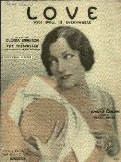 1929 Gloria Swanson The Trespasser Movie Sheet Music