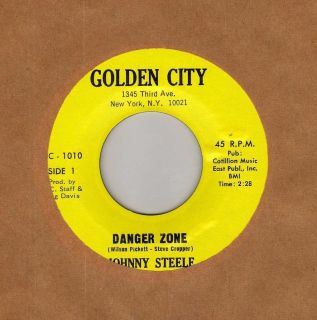  soul JOHNNY STEELE Danger Zone / Cant Go On GOLDEN CITY ~ NM ~ HEAR