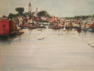 Gloucester Mass Watercolor Signed by George Dergalis Listed Artrist B