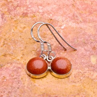 Red Goldstone 100 Solid 925 Sterling Silver Earrings 1 Stamped 925