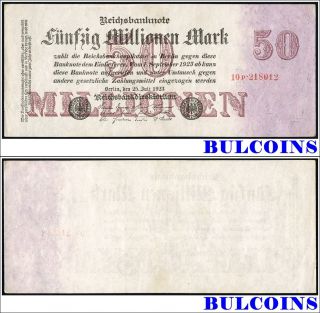 Germany Banknote 50 Millionen Mark 1923 10P Ro 97B P 98 Crisp XF