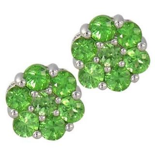 Tsavorite Green Garnet Cluster Earrings 925 Sterling Silver 2ct TW