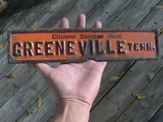1920s Citizens Savings Bank Greeneville Tenn License Plate