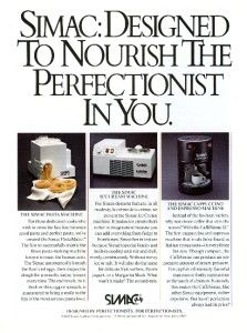 1985 Simac Pasta Ice Cream Espresso Machine Print Ad