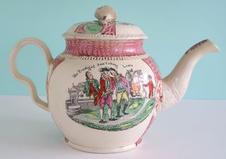 RARE Staffordshire Creamware Wm Greatbatch Teapot Prodigal Son C1775