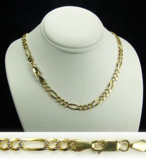 14k Yellow Two Tone Gold Figaro Chain Necklace 6mm 26