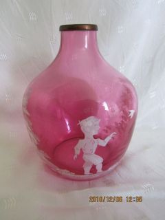 Mary Gregory Cranberry Flask
