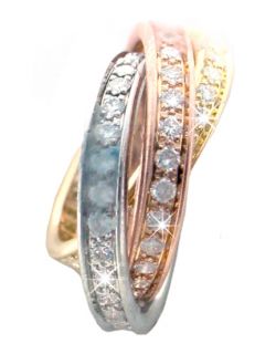 Cartier Trinity Tri Color Diamond Gold Ring 8715