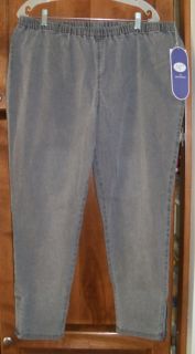 DIANE GILMAN DG2 SIZE 2X PETITE GRAY JEGGINGS WITH ANKLE ZIPPERS HIPS