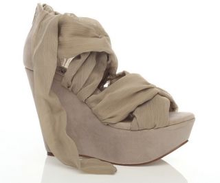 Ladies Womens Ankle Designer Wedge Suede Satin Cream Sandals Shoes 1 2