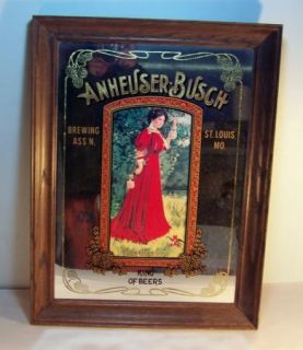 1992 Anheuser Busch Busweiser Beer Girl Mirror 19 1 2 x 25 1 2 Item