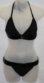 EMPORIO ARMANI Womens Black Sequined Bikini Swimsuit Sz M 261814