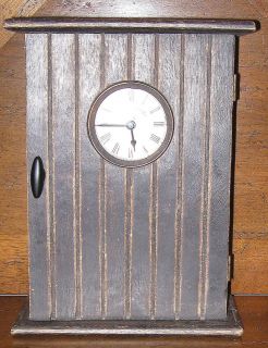 Primitive Handcrafted & Painted Wooden Wall/Mantle Clock w/Storage