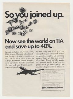 1969 Tia Trans International Airlines Group Discount Ad
